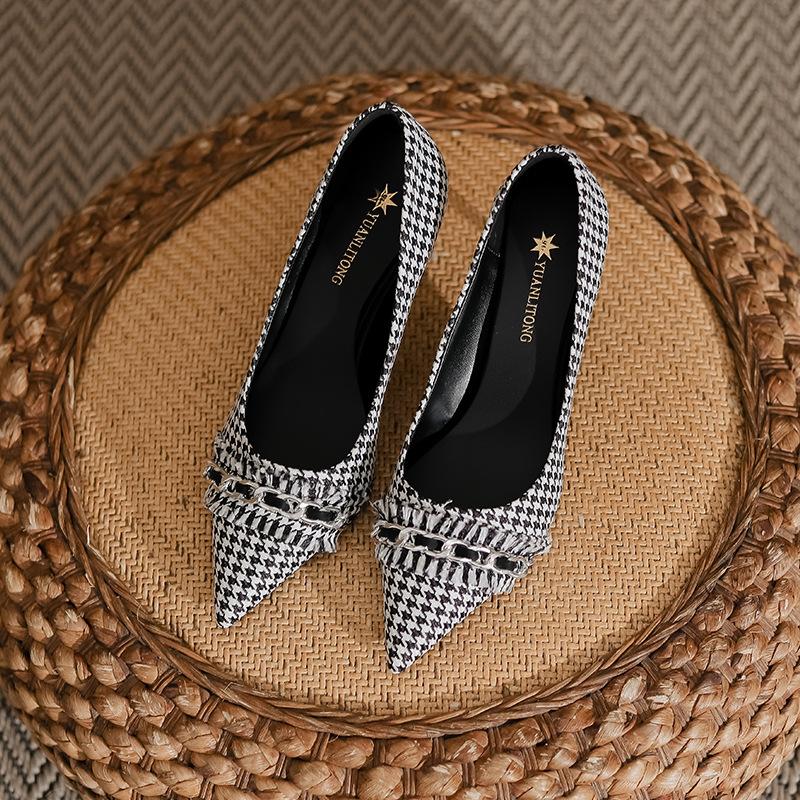 High heels women's stiletto high-end leather women's shoes 2025 spring and summer pointed sexy versatile professional single shoes children
