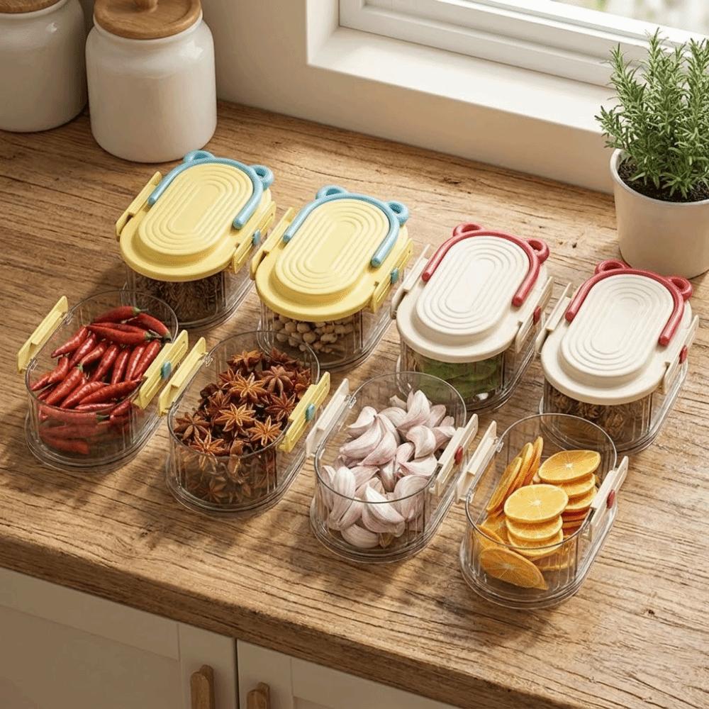 Stackable Spice Storage Box Moisture Proof Large Capacity Timed Seasoning Jar Snap-on Lid Plastic Sealed Storage Container