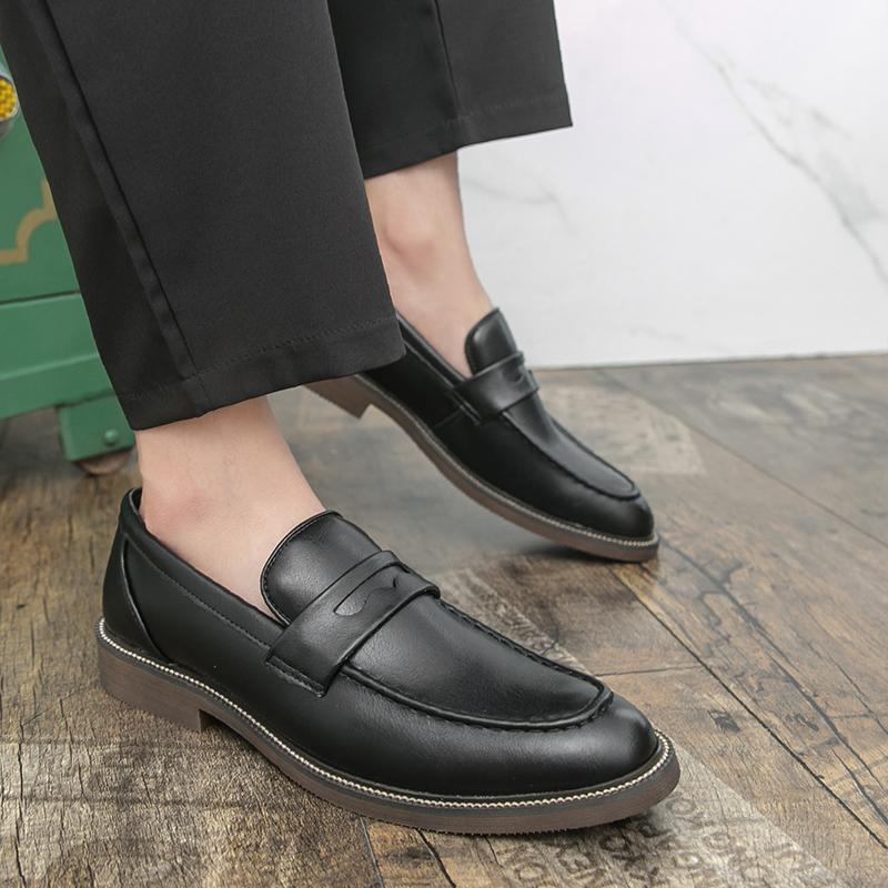 Men's Loafers Business Dress Leather Shoes Men's Brand Brown Oxford Shoes High Quality Soft Flat Casual Shoes mocassin homme