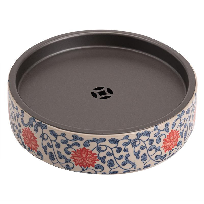 Tea Tray Ceramic Blue and White Entwined Flower Pattern Water Storage Tray Pot Construction Water Tray Dry Soaking Table