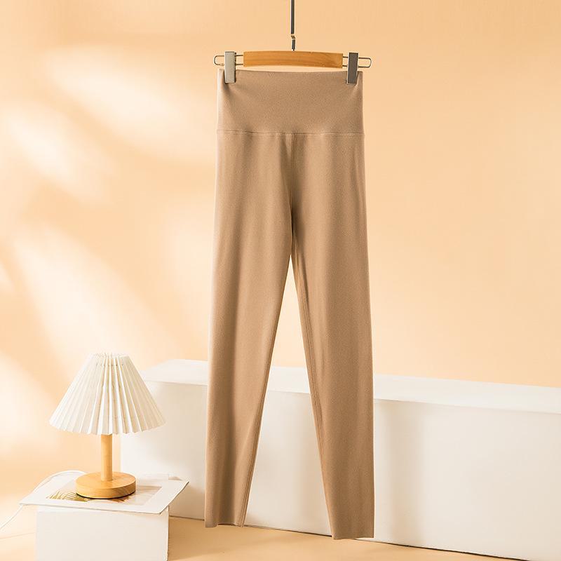 

Женские зимние леггинсы с высокой талией - бесшовные, двухсторонний плюш, плотный немецкий бархат XXL легкие хаки