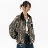 Women's Vintage Short Windbreaker Jacket Autumn 2024 Luxury Brand Cotton Leopard Denim Jackets for Woman Women's Autumn Clothes