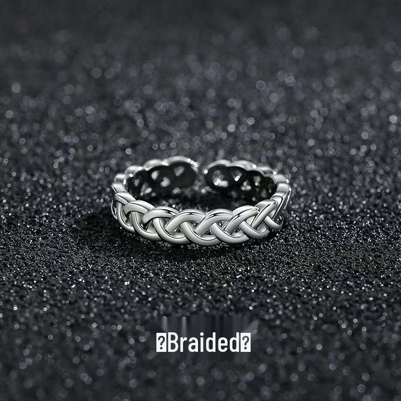 Pánský nastavitelný retro hip-hopový prsten na ukazováček - Otevřený, univerzální jednoduchý trendy prsten