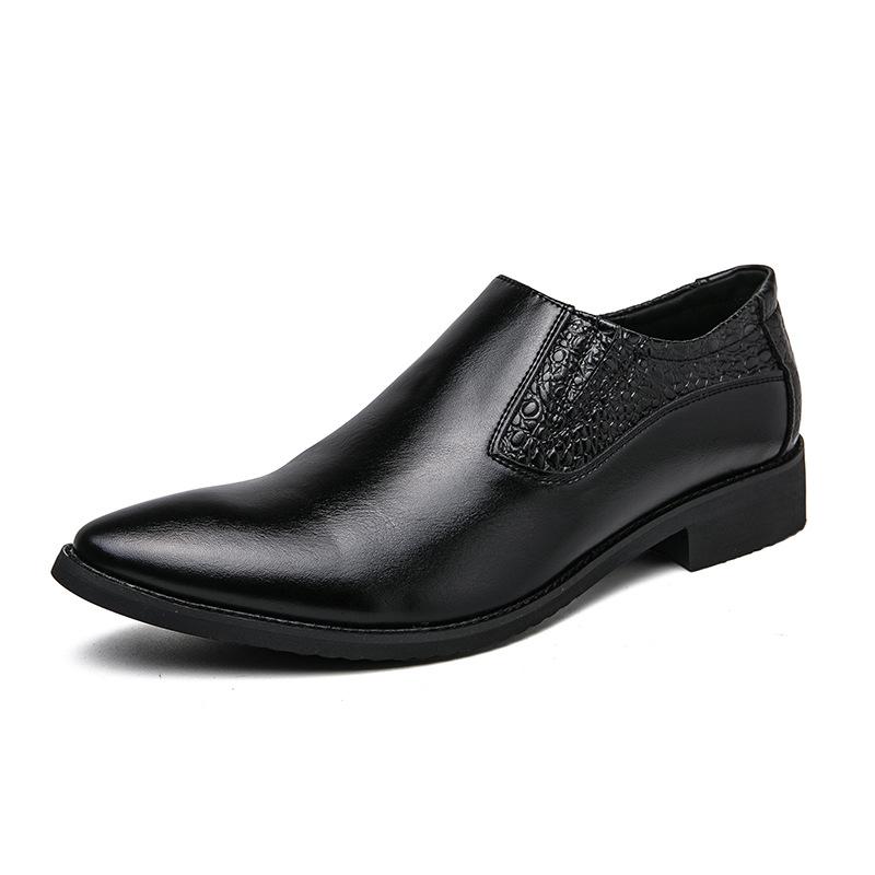 Large Size Men's Shoes Overalls Pointed Leather Shoes Men's Loafers Dress Business Casual Shoes Men's Wedding Groom Shoes