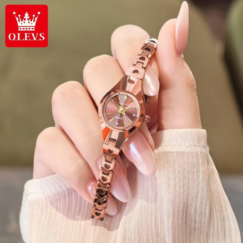 OLEVS Luxury Fashion Women's Watches Rose Tungsten Steel Elegant Brand Quartz Watch for Lady Beautiful Trend Original Wristwatch