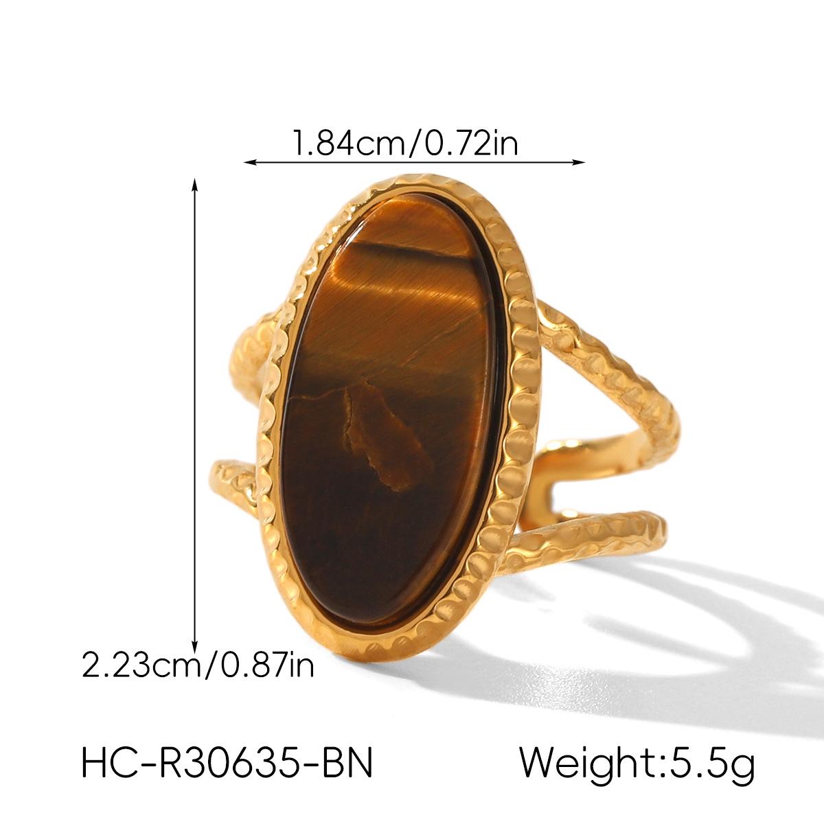 

French Retro Stainless Steel Jewelry Inlaid Turquoise African Turquoise Tiger Eye Ring for Women червоний