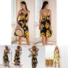 Stylish Summer Women's Backless Dress With Button Detail And V Neckline In Beige And Blue