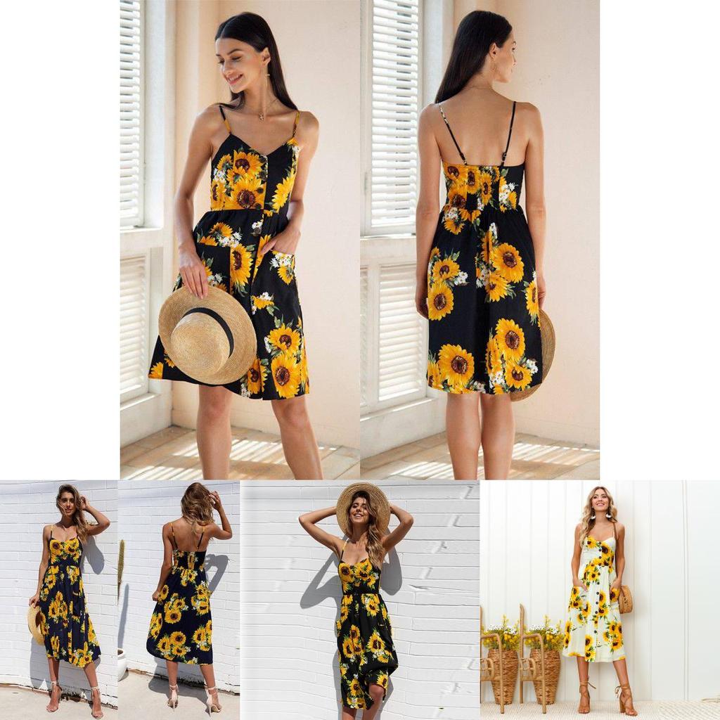 Stylish Summer Women's Backless Dress With Button Detail And V Neckline In Beige And Blue