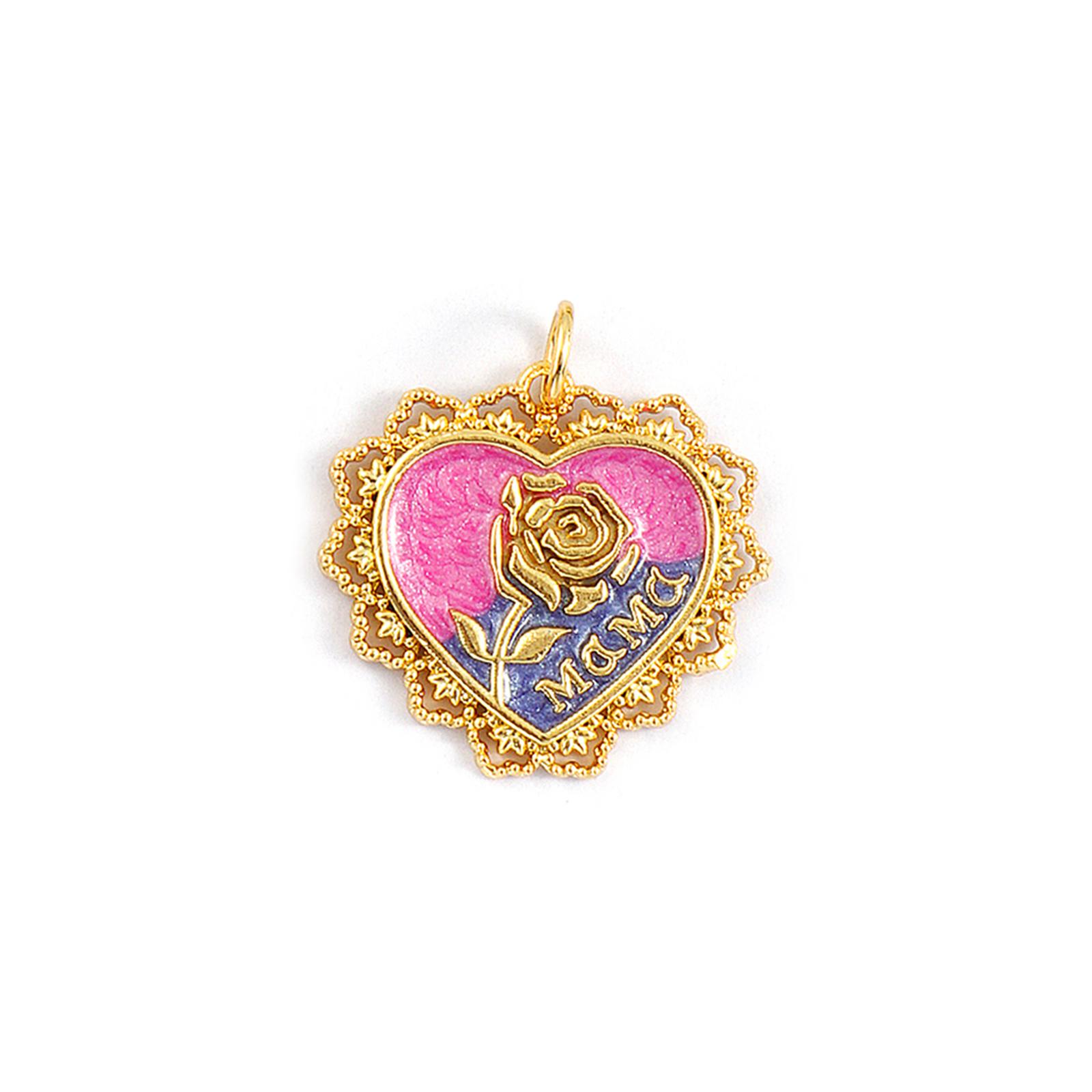 

1 Piece Brass Charms 18K Gold Plated Enamel The Hand of Fatima Heart Rose Pendant For DIY Necklace Jewelry Making Findings