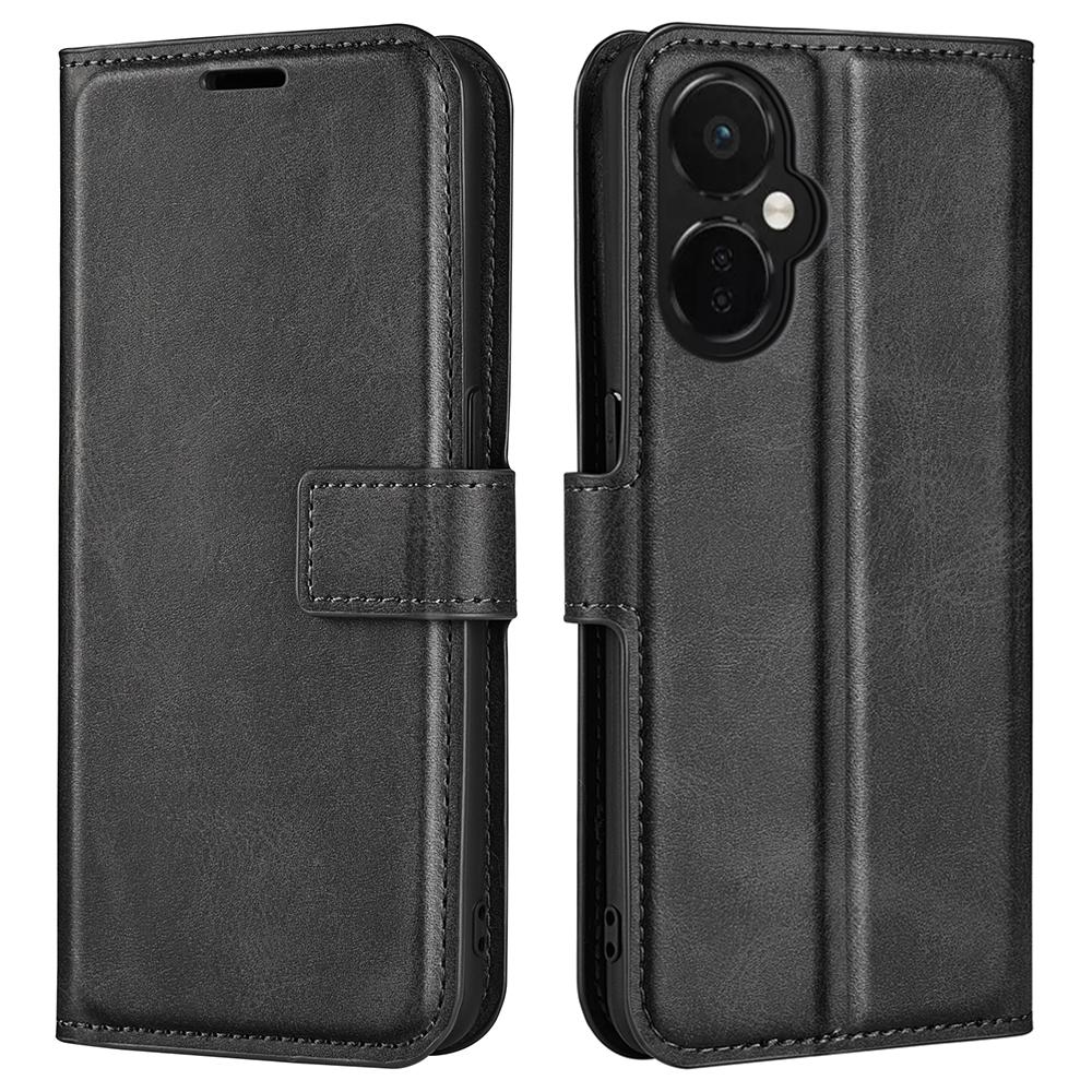 

For OnePlus Nord CE 3 Lite 5G/Nord N30 5G Leather Calf Texture Stand Wallet Phone Case Square Magnetic Phone Cover Black