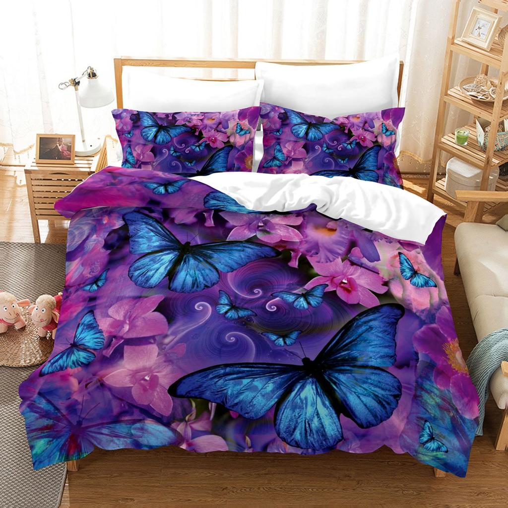 Butterfly 3D Digital Printing Kit Quilt Set Three-Piece Set