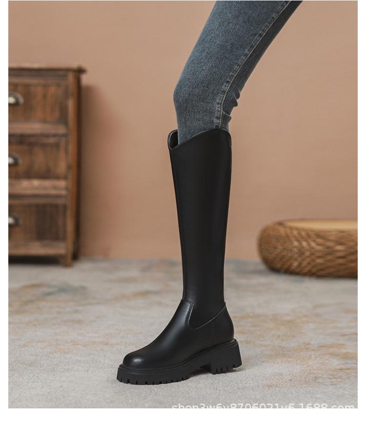 Women's V-Cut Height-Boosting Winter Knee-High Fleece Boots for Petite and Wide Calves