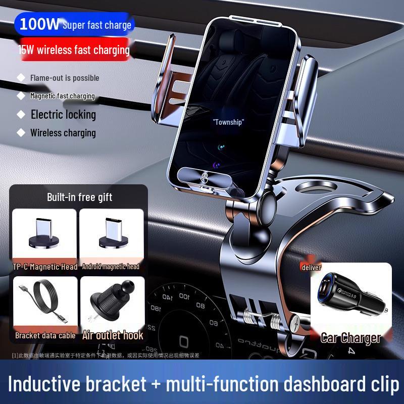 2025 Magnetische Kabellose Handyhalterung & Schnelllader mit Lüftungsschlitz- und Armaturenbrett-Saugfuß