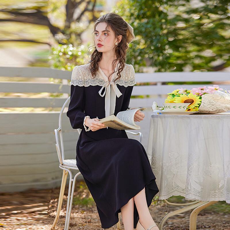 Bailuyu V-Neck Tie-Waist Colorblock Long Dress