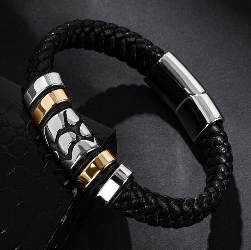 New Fashion Men's Punk Hot-selling Bracelet Leather Braided Bangle