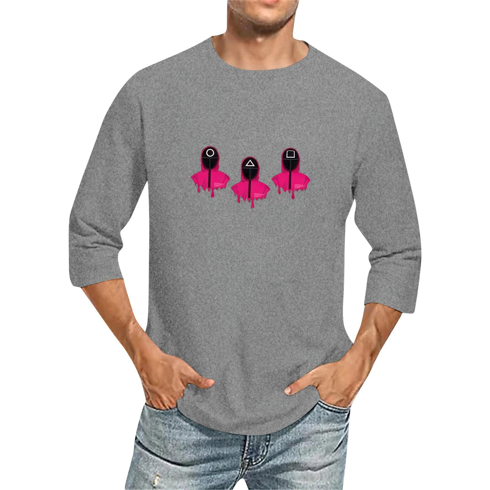 

Чоловіча повсякденна модна футболка з круглим вирізом і рукавом три чверті XL білий