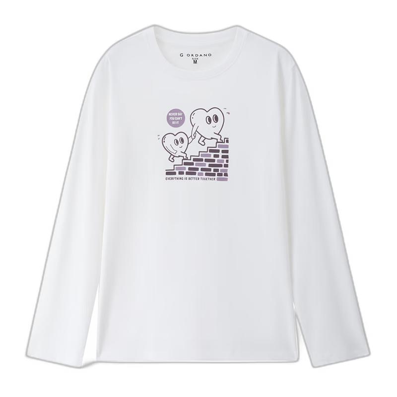 Giordano Women s Cotton Long-Sleeved Graphic T-Shirt S