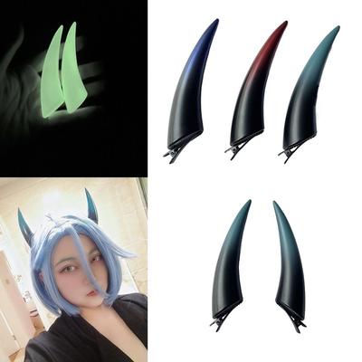 Cosplay Costume Accessories Devil Horn Hair Clips Headwear Party Supplies Gothic Devil Horns Ghost Hairpin Luminous