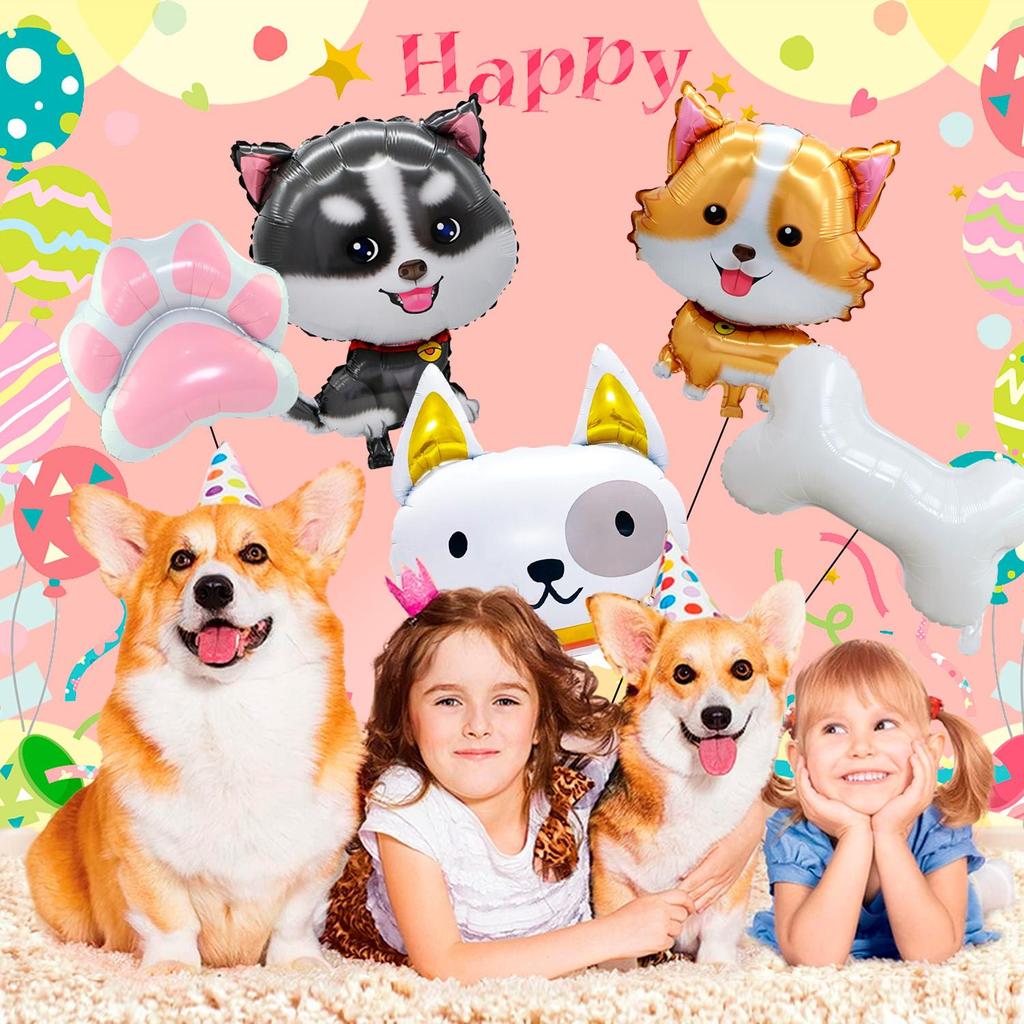 Dog Balloons, 7 Pcs Dog Birthday Balloons Decorations Set - Puppy Balloons, Paw Balloons Dog Bone Balloon for Birthday Party Decorations
