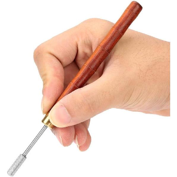 Hilitand Leather Dye Pen, DIY Leather Top Paint Roller 160mm / 6.3inch Craft Oil Pen Applicator Leather Craft Tool (Brown)