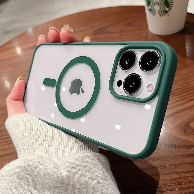 For Magsafe Magnetic Wireless Charging Case For iPhone 16 15 14 13 12 11 Pro Max 16 Plus 12 13 Mini 16e Hard Acrylic Clear Cover