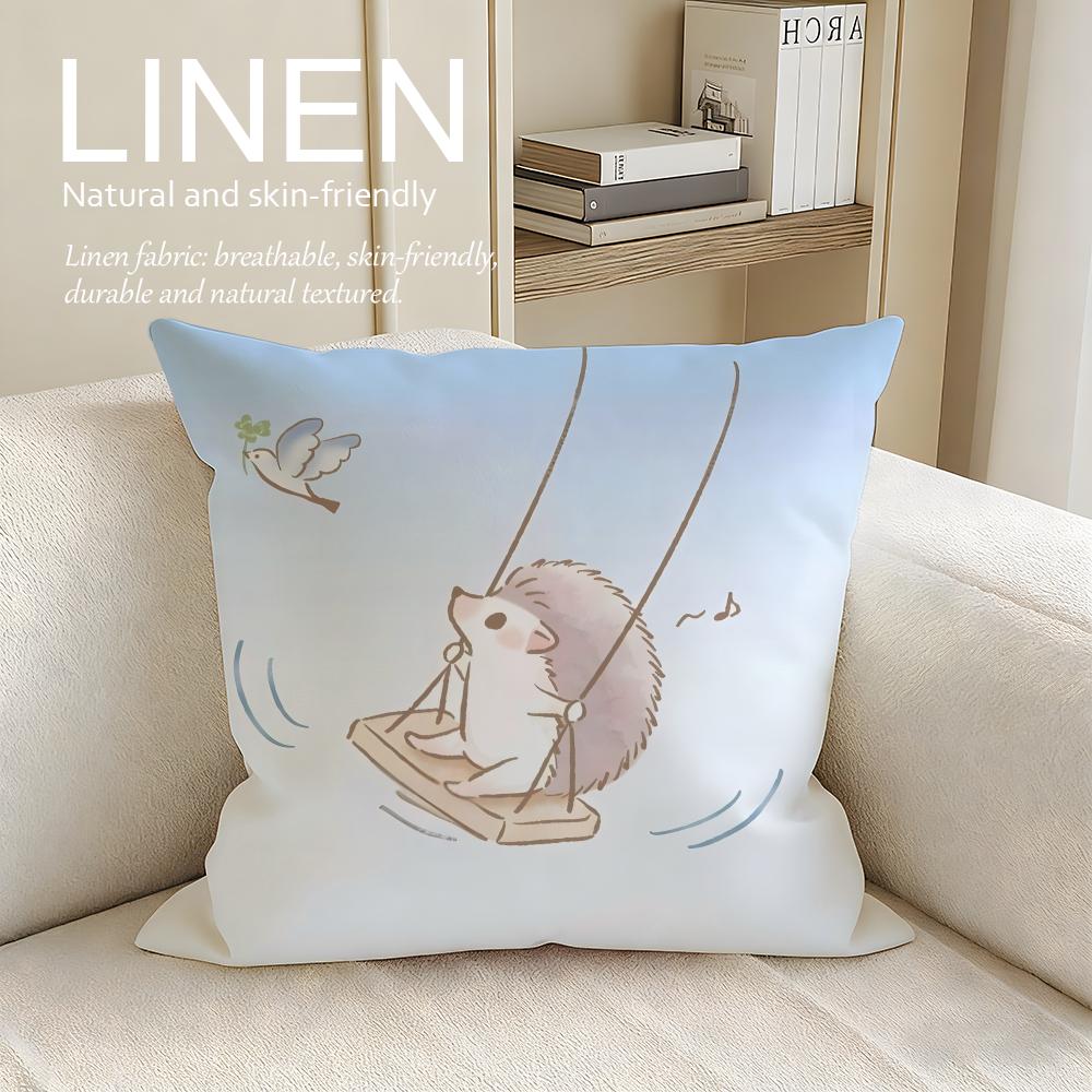 Cute Bokko Hedgehog Cushion Cover Pillowcase Set Pcs x x Breathable Washable Sofa Cushion Cover