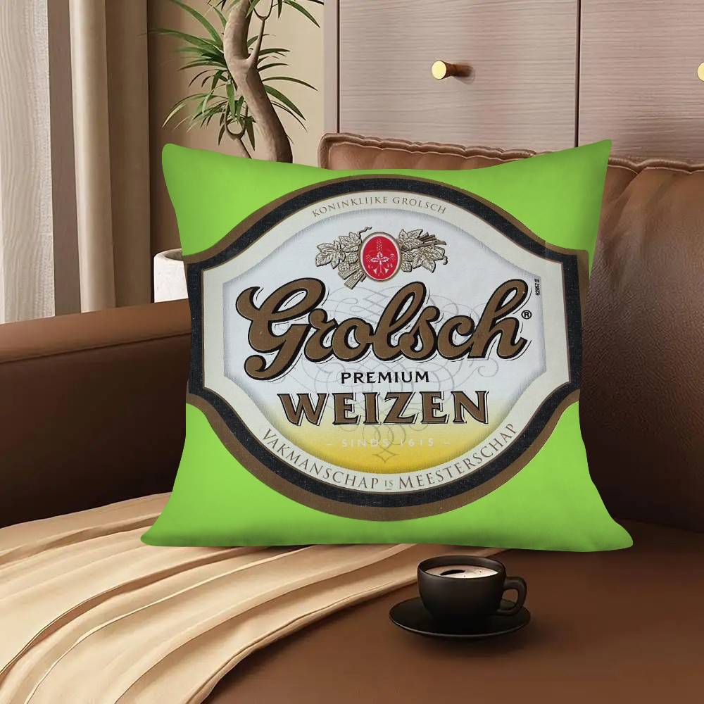 1Pc Grolsch Lager Beer Pillow Case Fashion Square Pillowcase Bedroom Sofa Room Ins Decoration Leisure