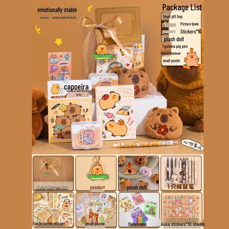 Capybara Souvenir Schreibwaren-Set - Perfektes Geschenk zum Kindertag, Geburtstag oder als Auszeichnung im Kindergarten