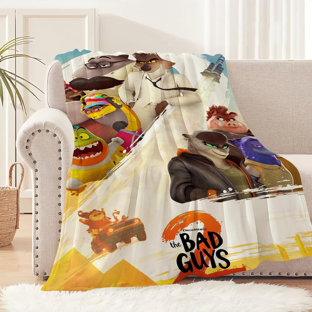 CartoonT-The Bad G-Guys2 Movie Blanket Soft Comfortable Nap Plush Suitable For Iiving Room Office Bedroom Birthday Home Kid Gift