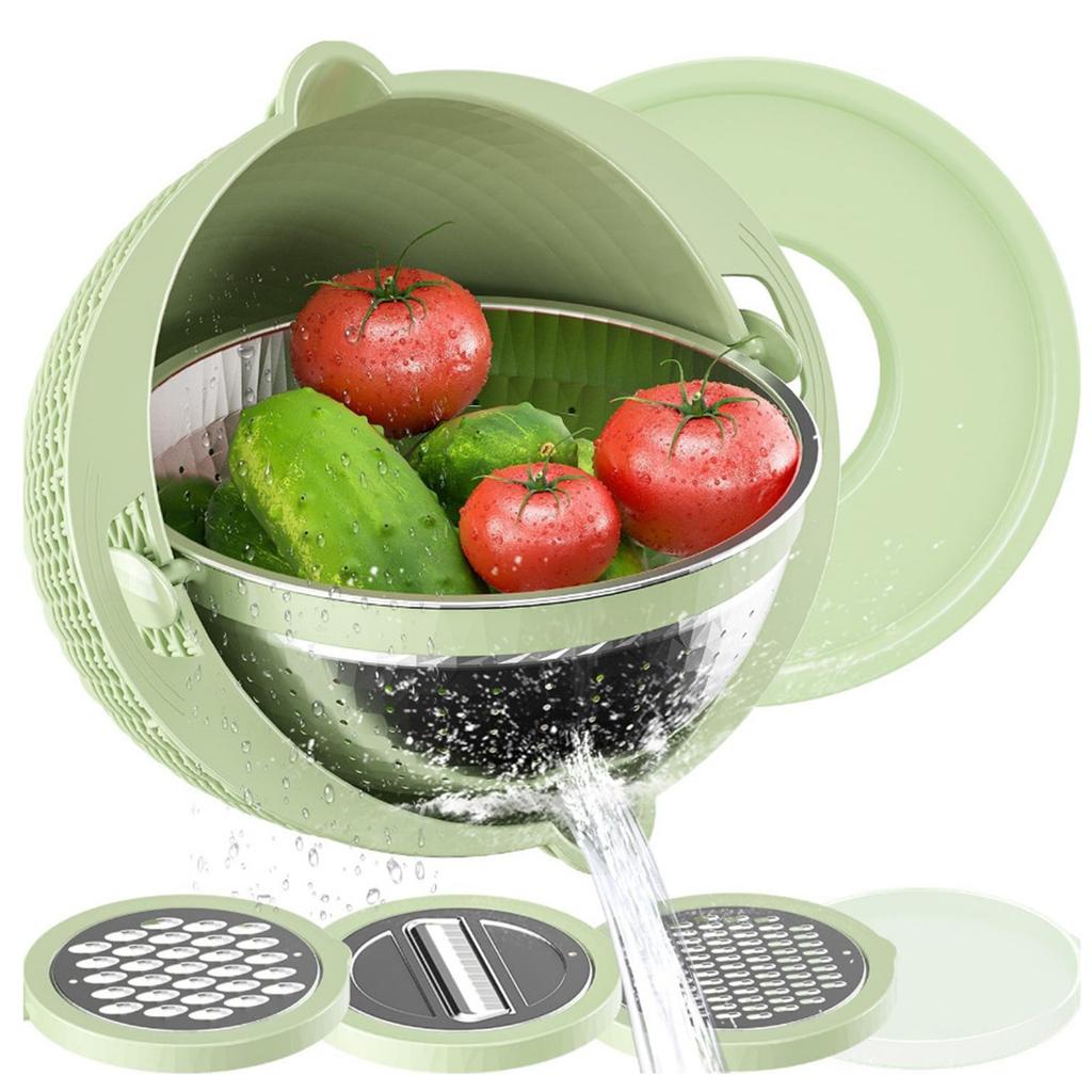 Stainless Steel Inner Liner, Rotatable Double-Layer Vegetable Washing And Shredding Tool, Basket