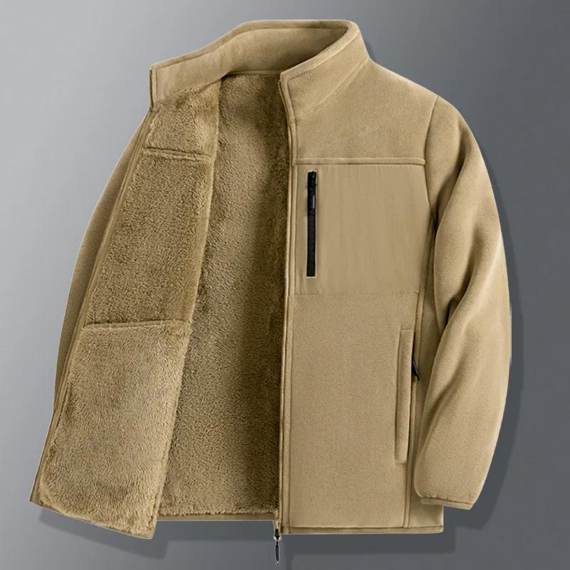 

Мужская флисовая куртка на молнии зеленого цвета Осень Зима Теплые рабочие куртки Мужская куртка с карманами на молнии Верхняя одежда для походов и тренировок Ветровка M хаки