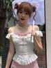 Korea Chic Fake Two-piece Design Sense Shirt Summer New Sweet Lace Shirt Cropped Tops Off Shoulder Sexy Casual Camisole Top