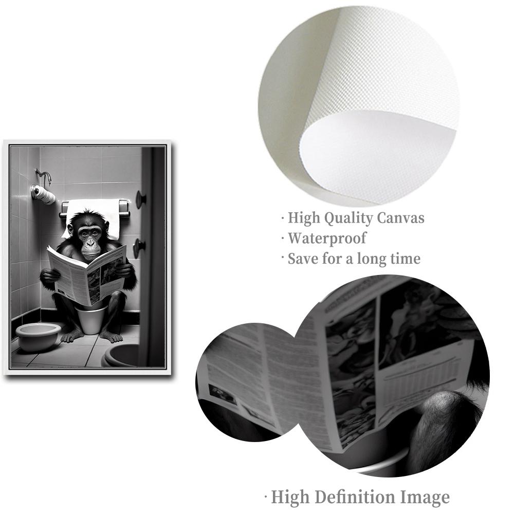 Zvířata sedící na záchodě Čtení novin Výtisky Legrační dekorace do koupelny Obrázky na zeď Opice Pes Kráva Plakát na WC