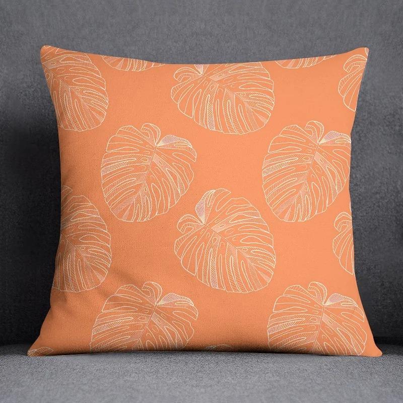 Office Living Room Home Pillowcase Simple Orange Flower Pattern Pillowcase Car Ornaments