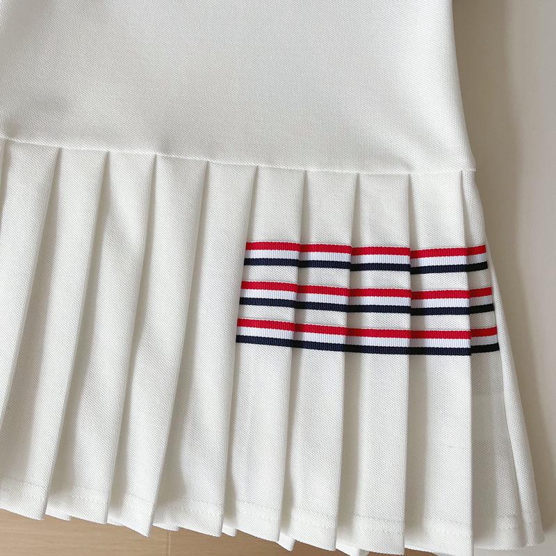 2025 Letnia Sukienka Bez Rękawów dla Dziewczynek: Kołnierzyk POLO, Styl College, Plisowana Spódnica Kamizelkowa