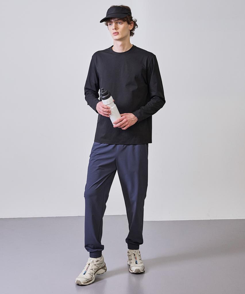 BASIC HOUSE Breathable Sorona Regular Fit Round Neck Plain Long Sleeve T-Shirt Black