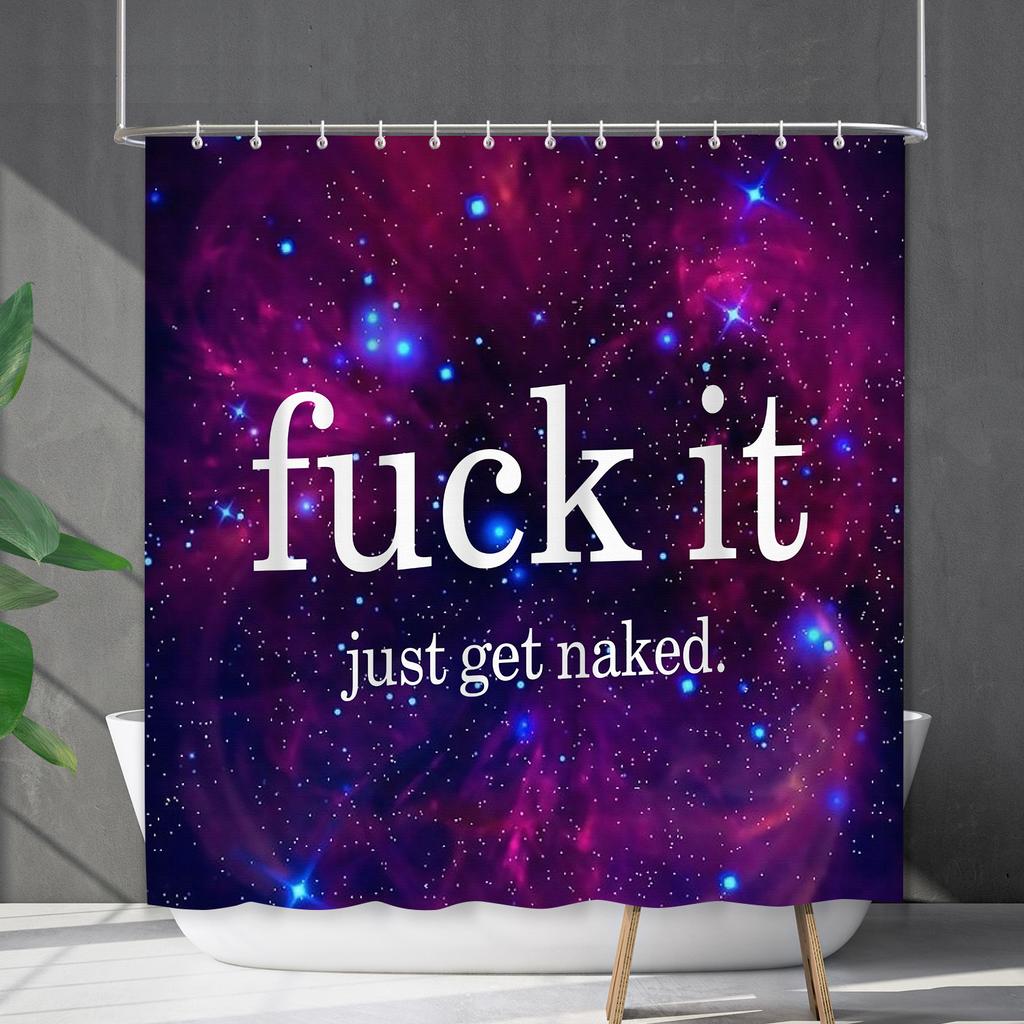 Shower Curtain Waterproof And Mildew-Proof Digital Printing English Alphabet Shower Curtain Bathroom Shower Cloth Partition Curtain Free Of Punching