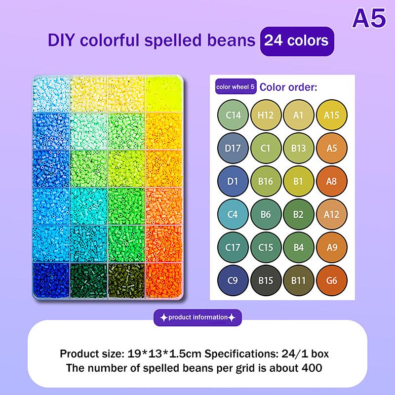 24Colors/Set Each Grid Contains 400Pcs Mini Beads Fuse Beads Puzzles Beads For Kids Diy High Quality Puzzles Handmade Gift Toy