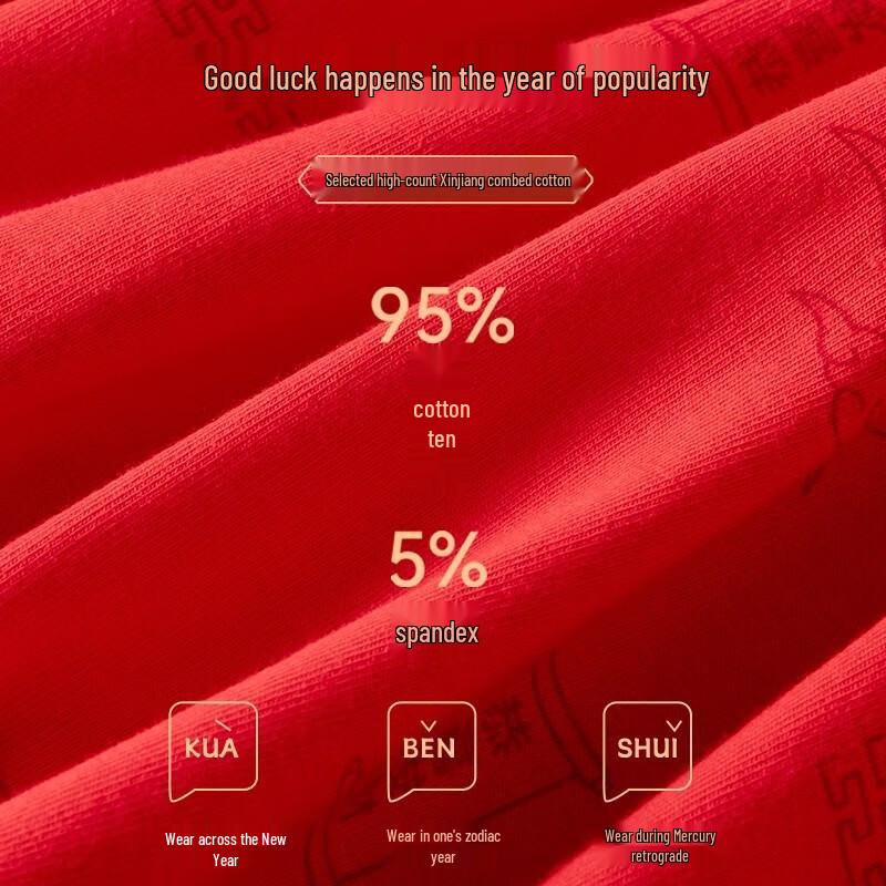 Men's Red Lucky Briefs - Antibacterial Breathable 3-Pack