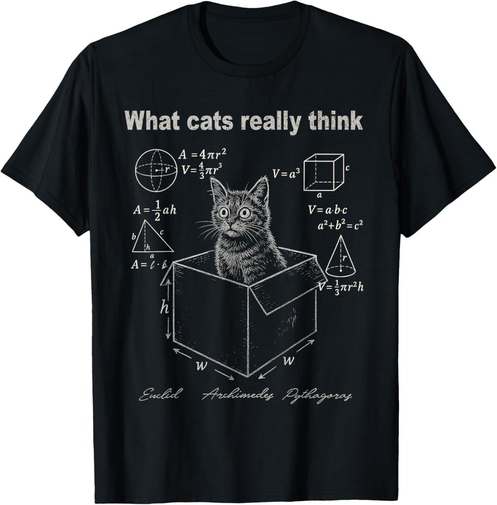 Cat in Box Math Humor TShirt Funny Logic Formulas Graphic Tee for Men Women Casual Clothing Fashion Summer Streetwear