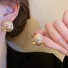 French Elegant Pearl Geometric Earrings Fashion Personality Design Sense Earrings Niche Light Luxury Temperament Earrings Women