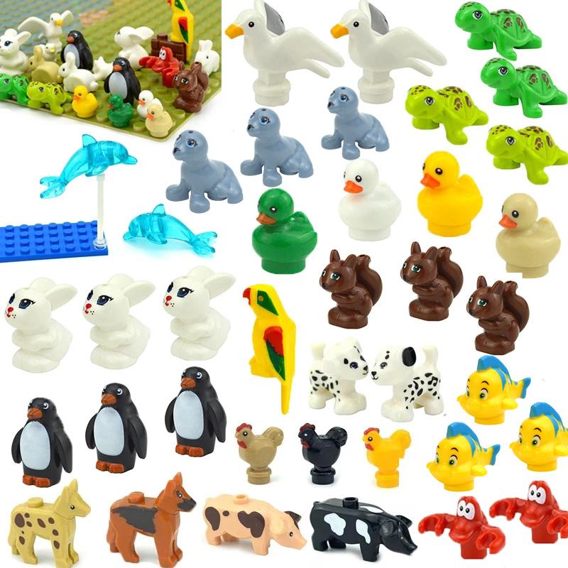 MOC City Animal Building Block Figures Goat Sheep Eagle Owl Panda Parrot Seagull Penguin Zoo Fram Accessories Bricks Toy Gift