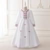 Girls White Tulle Party Dress Long Puff Sleeve Formal Gown Kids 4-8 Years