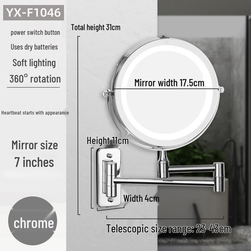 Double-Sided Retractable Wall-Mounted Vanity Mirror for Makeup and Dressing