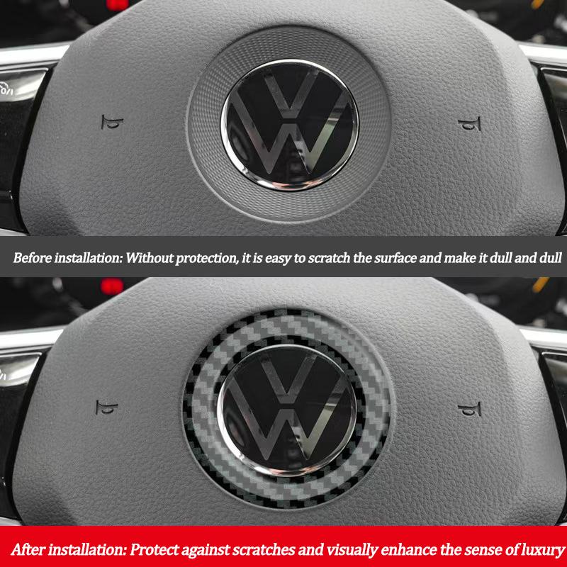 FD06-Valve Stems Caps ABS Carbon Fiber Pattern Volkswagen Steering Wheel Label Sticker Badge For Volkswagen VW RLine Golf Amarok T5 T