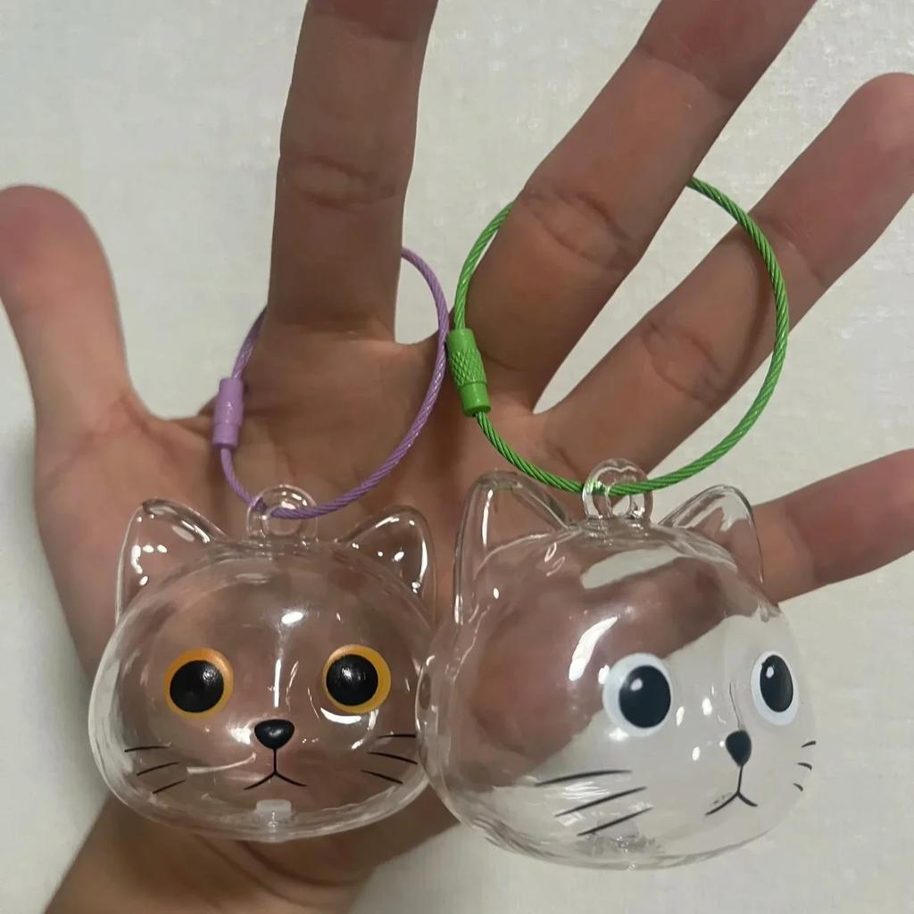 Transparent Cat Hair Collector Keychain Feline Fur Storage Box Creative Pet Hair Holder Hanging Accessory for Cat Owners