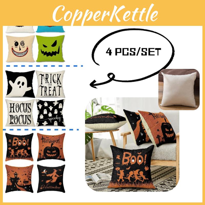 Hochwertige Temu Halloween Leinen Kissenhülle Lustiges Geistergesicht Design für Zuhause und Auto