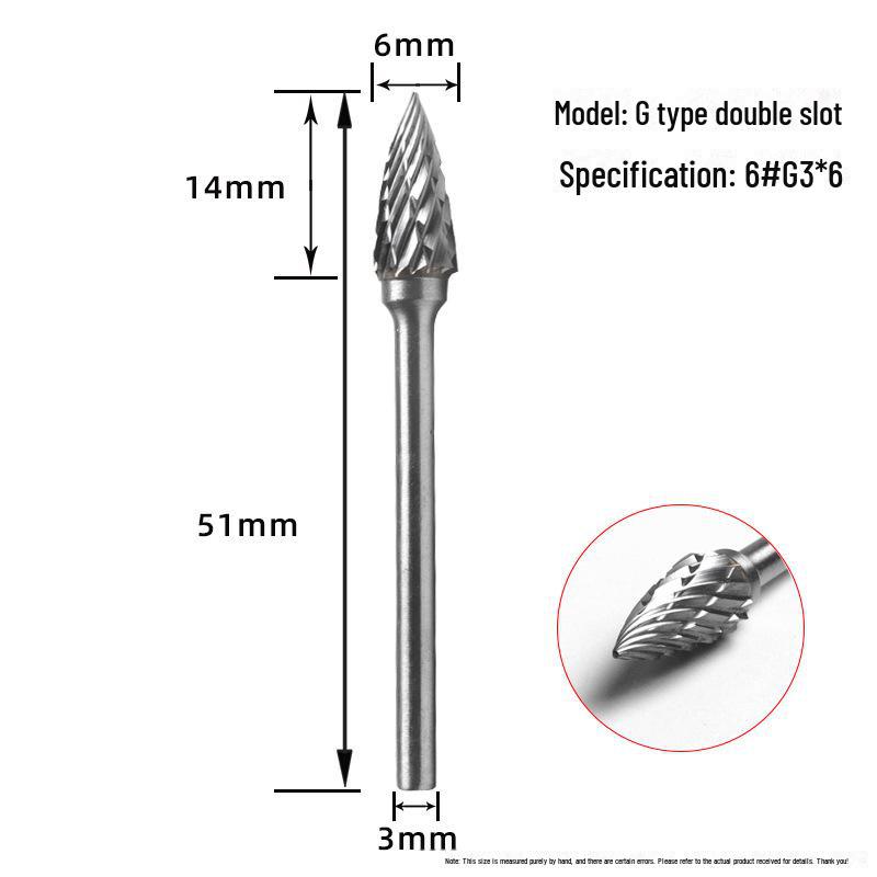 Tungsten Steel Grinding Head Carbide Rotary File for Metal Polishing, Wood Carving, Milling Cutter - 3x6mm