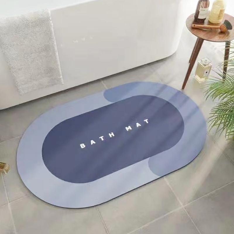 Custom Anti Non slip Quick Drying Soft Super Water Absorbent Floor Shower Mats Rubber Diatomite Bath Bathroom Rug Mat