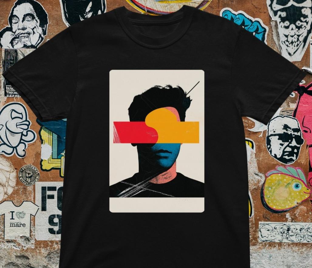 Abstract Face T Shirt – Modern Pop Art Graphic Tee – Minimalist Bold Portrait XXL